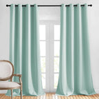 NICETOWN Room Darkening 108 inches Long Curtains for Living Room - Ring Top Thermal Insulated Sound Reducing Window Treatment Drapes for Nursery/Bedroom, W52 x L108, 2 Panels, Aqua Blue