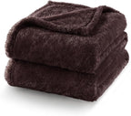 Exclusivo Mezcla Plush Fuzzy Fleece Bed Blanket King Size, Super Soft, Fluffy and Warm Blankets for Couch, Bed, All Season (Coffee, 90x104 Inches)