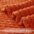 Exclusivo Mezcla 3D Fleece King Size Blanket for Bed, Burnt Orange