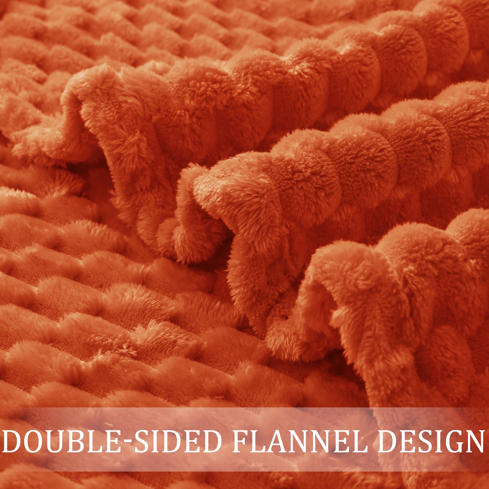 Exclusivo Mezcla 3D Fleece King Size Blanket for Bed, Burnt Orange