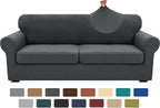 XINEAGE 2026 New 3 Pieces Couch Covers for 2 Extra Large Cushion Sofa Super Stretch Sofa Cover for 2 Large Seat Universal Loveseat Slip Cover for Living Room (Dark Gray), 71"-91"(2 Cushions)