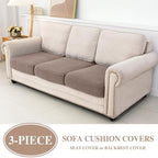 Couch Cushion Covers Seat Cushion Cover Stretch Couch Cover Separate Sectional Sofa Slipcovers Furniture Protector(3 Pieces for Seat or Sofa Backrest, Khaki)