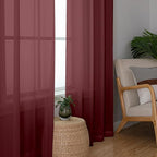 Chyhomenyc Burgundy Sheer Curtains 78 Inches Long 2 Panels Set for Living Room, Light Filtering Voile Lightweight Bedroom Curtains, Rod Pocket Solid Window Treatment Drapes, Each 42W x 78L
