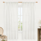 LAMIT Ivory White Linen Curtains 72 inches Long for Living Room, Soft Thick Light Filtering Rod Pocket Privacy Window Treatments Drapes for Bedroom/Dinging Room, 2 Panels Set, 52 x 72 Inch