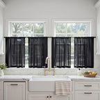 MIULEE Short Curtains 30 Inches Long, 4 Panels Set, Light Filtering Half Window Tier Black Sheer Curtains for Kitchen/Bathroom, 42W x 30 Inches