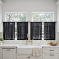 MIULEE 4 Panels Half Window Tier Black Sheer Curtains 42 x 30 Inches