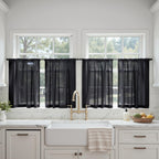 MIULEE 4 Panels Half Window Tier Black Sheer Curtains 42 x 30 Inches