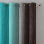 Estelar Textiler Brown and Teal Ombre Blackout Curtains for Bedroom 96 Inch