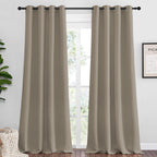 NICETOWN Taupe Blackout Curtains Panels for Bedroom, 2 Panels, 52 x 92 Inch, 3 Pass Microfiber Noise Reducing Thermal Insulated Solid Ring Top Blackout Window Drapes