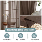 Ebesto Chocolate Sheer Curtains 90 Inches Long 2 Panels, Light Filtering Solid Sheer Curtains for Bedroom Living Room, Lightweight Window Voile Sheer Drapes, Dual Rod Pocket, 2x42Wx90L Inches