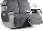 VANSOFY Waterproof Recliner Couch Covers, Sofa Covers 1-Piece Washable Reclining Sofa Cover Non-Slip Furniture Protector with Elastic Straps Pocket for Dogs, Pets(Dark Gray,2 Seater)