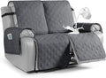 VANSOFY Waterproof Recliner Couch Covers, Sofa Covers 1-Piece Washable Reclining Sofa Cover Non-Slip Furniture Protector with Elastic Straps Pocket for Dogs, Pets(Dark Gray,Oversized 2 Seater)
