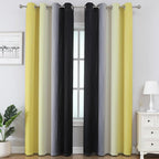 Estelar Textiler Black and Yellow Gradient Blackout Curtains for Bedroom, Thermal Insulated Ombre Blackout Drapes, Full Light Blocking Energy Saving Curtains for Living Room, 52Wx108L, 2 Panels