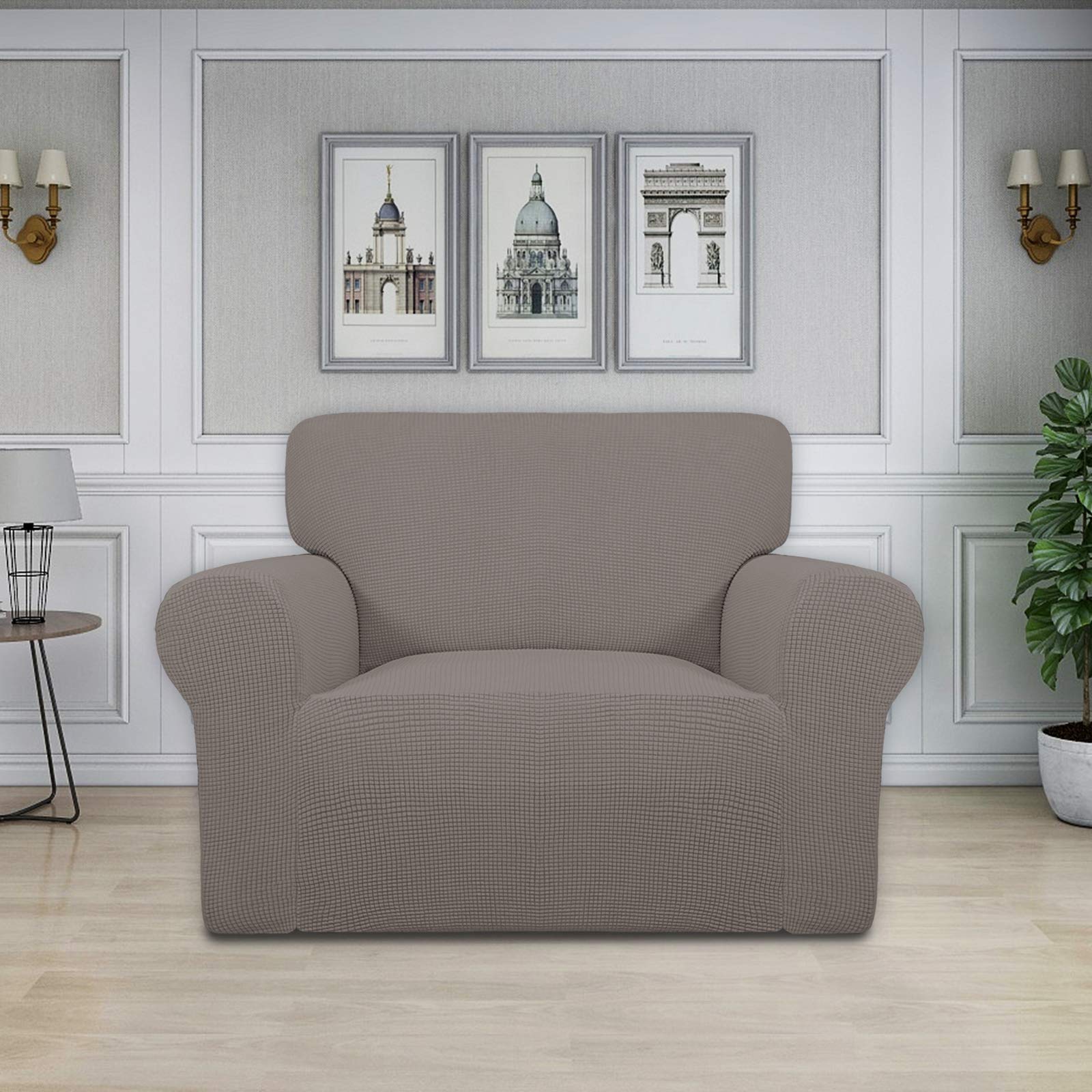 Easy-Going Stretch Oversized Chair Slipcover with Arm Washable Taupe