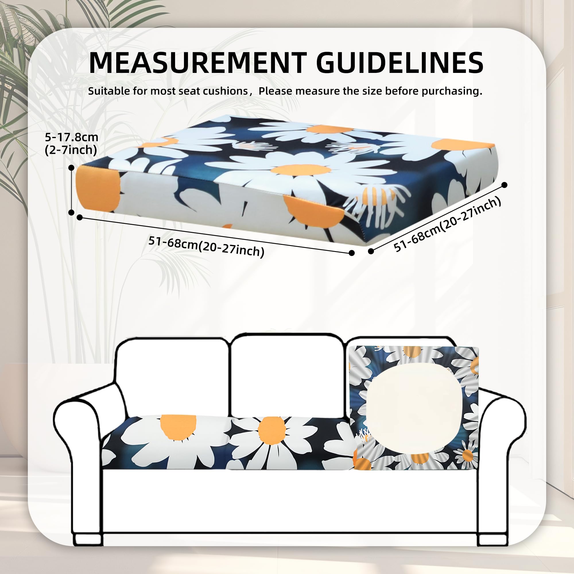 8 Piece Outdoor Cushion Covers, Patio Sofa Cushion Covers, Stretch Fit