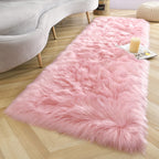 LOCHAS Soft Fluffy Faux Fur Rugs for Bedroom Bedside Rug 2x5 Feet, Pink
