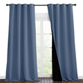 NICETOWN Cold Reducing Curtains, 100% Sun Blocking Curtains, Sound Proof Drapes with Black Backing, Full Light Blocking Panels for Patio Sliding Door (Stone Blue, 1 Pair, 55 inches x 102 inches)