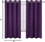 LEMOMO Blackout Curtains 52 x 63 inch/Purple Curtains Set of 2 Panels/Thermal Insulated Room Darkening Bedroom Curtains