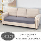 Couch Cushion Cover Chaise Lounge Cover Washable Separate Seat Chaise Couch Cover Stretch Sectional Sofa Slipcover(1 Piece for Chaise or Sofa 3-Seater, Light Grey)
