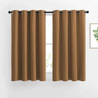 NICETOWN Kitchen Window Curtains Over Sink - Grommet Blackout Solid Vertical Small Curtains & Drapes Noise Reducing for Laundry, Gold Brown, W52 x L45, 2 Panels