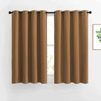 NICETOWN Half Window Curtains for Bedroom - Grommet Modern Thermal Insulated Blackout Window Drapes Sound Reducing for Nursery/Kitchen, Gold Brown, W52 x L54, Set of 2