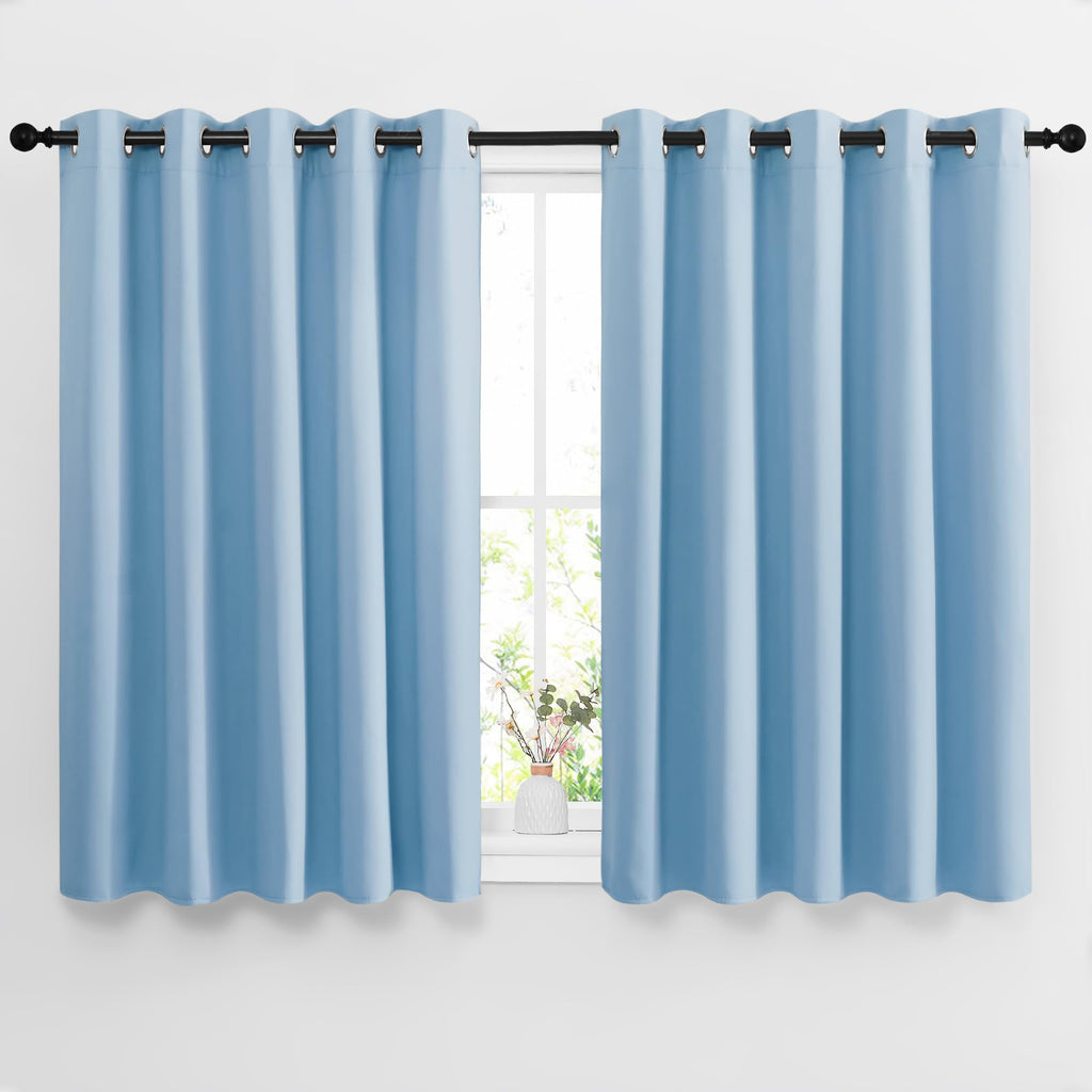 NICETOWN Blackout Curtains 54 Long - Window Treatment Thermal Insulated Solid Grommet Blackout Curtains/Panels/Drapes for Bedroom (Blue, Set of 2, 66 by 54 Inch)