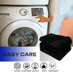 Black Fleece Plush Throw Blanket 90"x90"for Couch Sofa Fuzzy Cozy Flannel