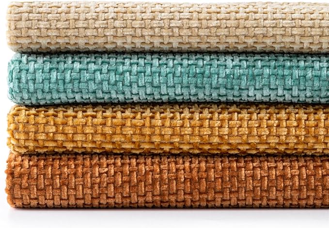 MIULEE Soft Decorative Chenille Fall Pillow Covers Beige Orange Teal 18x18