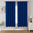 CUCRAF Royal Blue Blackout Curtains 54 inch Length 2 Panels Set, Rod Pocket Room Darkening Drapes for Bedroom Living Room, Insulated Thermal Light Blocking Window Curtain (W52 x L54 Inch)