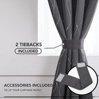 Deconovo Grey Blackout Curtains for Bedroom, Thermal Insulated Soundproof Drapes, Wave Dots Foil Print, 42 x 84 Inches Long, 2 Panels, Machine‑Washable Privacy Window Panel for Living Room Patio Door