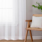 Chyhomenyc White Sheer Curtains 45 Inch Long 2 Panels, Short Voile Drapes for Dinning Small Windows Bathroom Living Room Bedroom, Rod Pocket, 42Wx45L Inches