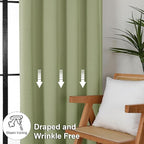 Simplebrand Ava Sage Green Blackout Curtains for Bedroom 96 Inches Long 2 Panels, Solid Thermal Insulated, Energy Saving Living Room Window Treatment Curtains Blackout Drapes, W50 x L96 Inch, Sage