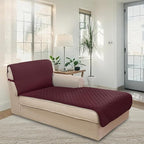 U-NICE HOME Sectional Couch Cover for Dogs Pets Chaise Lounge Reversible Sofa Cover Furniture Protector with Elastic Adjustable Strap, Burgundy/Tan