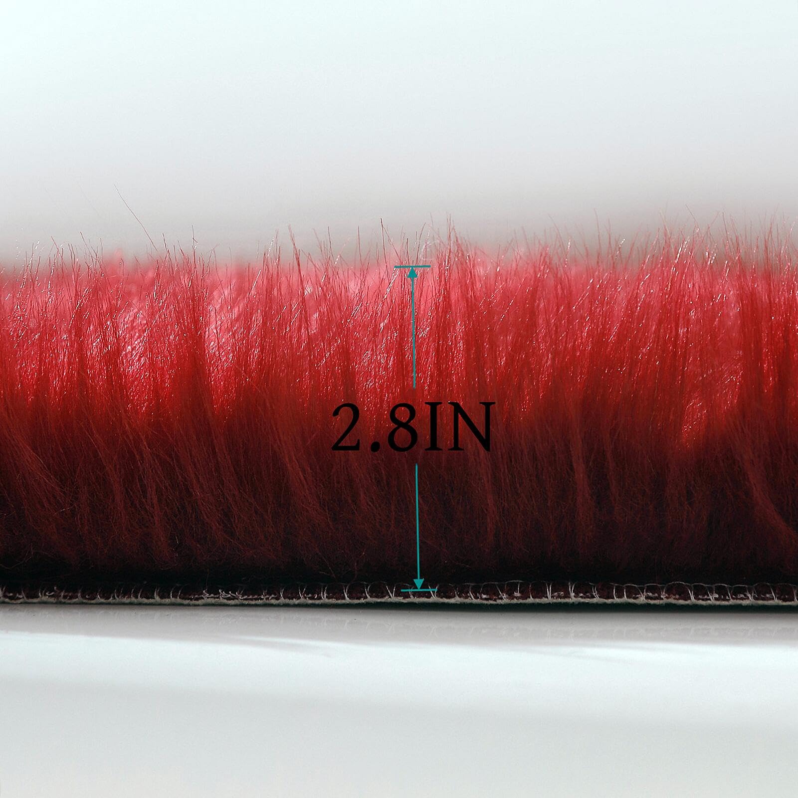 linmopm Faux Fur Rug Sheepskin Shag Fluffy Fuzzy Red 4x6 ft Rugs for Bedroom Bedside Bed Floor Living Room Plush High-Density Cushion Carpet Super Sofa Cover
