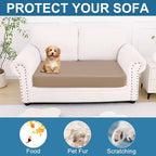 Smiry Printed Couch Cushion Covers, Stretch Soft Couch Covers for Sofa, Washable Non-Slip Sofa Slipcover Furniture Protector for Indoor and Outdoor (Medium, Mocha)