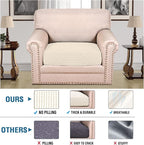 H.VERSAILTEX Super Stretch Individual Seat Cushion Covers Sofa Covers Couch Cushion Covers Slipcover Sets Thick Jacquard Textured Twill Fabric (1 Piece Chair Cushion Cover, Natural)