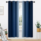 Yakamok Blue and Greyish White Ombre Curtains, Room Darkening Gradient Color Curtains for Bedroom, Light Blocking Thermal Insulated Window Drapes for Living Room(2 Panels, 42x72 Inch)