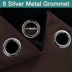 Yakamok 100% Blackout Curtains for Bedroom, 2 Thick Layers Thermal Insulated Grommet Total Blackout Drapes with Black Liner for Living Room (52Wx90L,Chocolate Brown, 2 Panels)