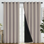 SimpleHome 100% Blackout Curtains for Bedroom,Thermal Insulated Natural Grommet Window Drapes Room Darkening Curtains for Living Room with Black Back,62 x 84 Inch,2 Panels