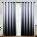 SimpleHome Gradient Color Ombre Room Darkening Curtains Blackout Black Thermal Insulated Grommet Panels Grommet Window Drapes for Living Room/Bedroom, Black,62x84 inches