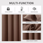 Joydeco Blackout Curtains 90 inch Long 2 Panels Set, Thermal Insulated Long Curtains & Drapes 2 Burg, Room Darkening Grommet Drapes for Bedroom Living Room Windows (W52 x L90 Inch, Brown)