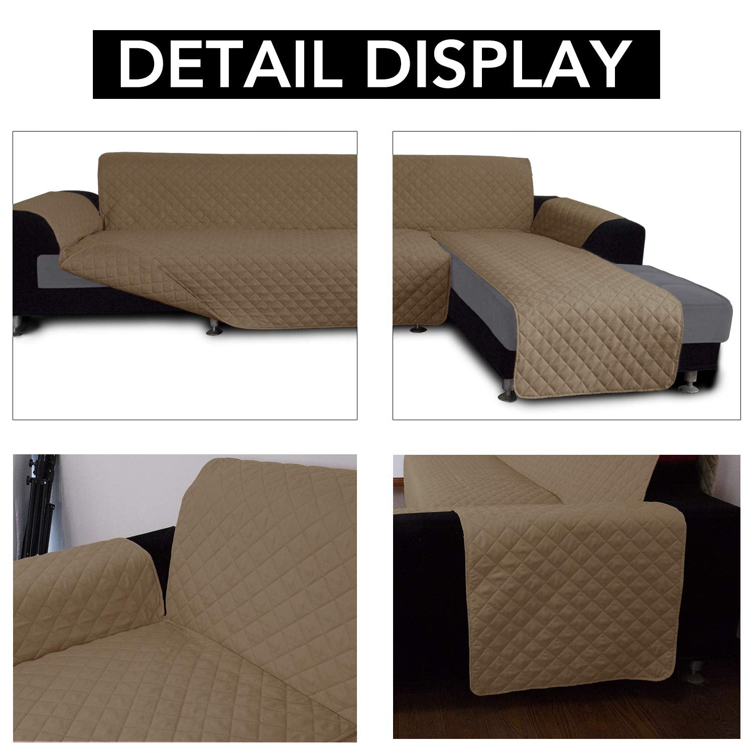 Easy-Going L Shape Sofa Slipcover - Sectional Couch Cover With Chaise Lounge - Reversible Furniture Protector for Pets, Kids, Children, Dogs, Cats (Small, Camel/Camel)