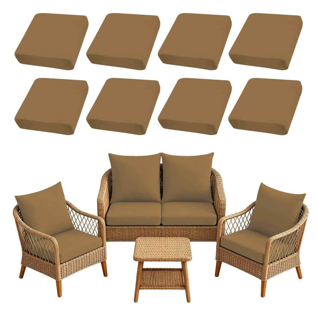 SUKAIKEQA 8PCS Patio Cushion Covers.Patio Furniture Couch SeatSlipcovers