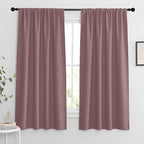 RYB HOME Blackout Curtains for Bedroom Living Room 63 inches Long, Thermal Insulated Privacy Rod Pocket Drapes for Nursery Office Home Theater, Width 42 by Length 63, Dusty Rose, 2 Panels