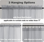Chyhomenyc Sheer Light Grey Valances for Windows 2 Pack, Small Window Curtains for Living Room Bathroom Cafe Laundry Basement, Modern Top Dual Rod Pocket Voile Curtain, 42W x 14L inches