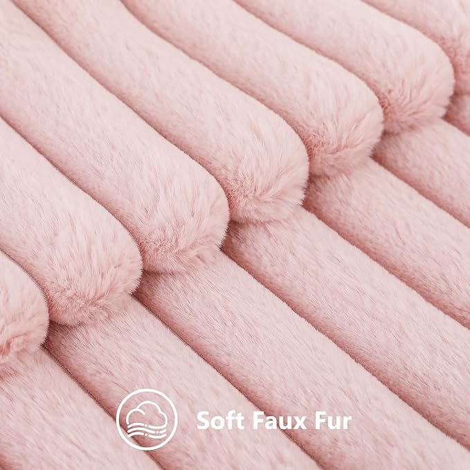 decorUhome Fall Faux Fur Throw Pillow Covers 20x20 Set of 2 Pink