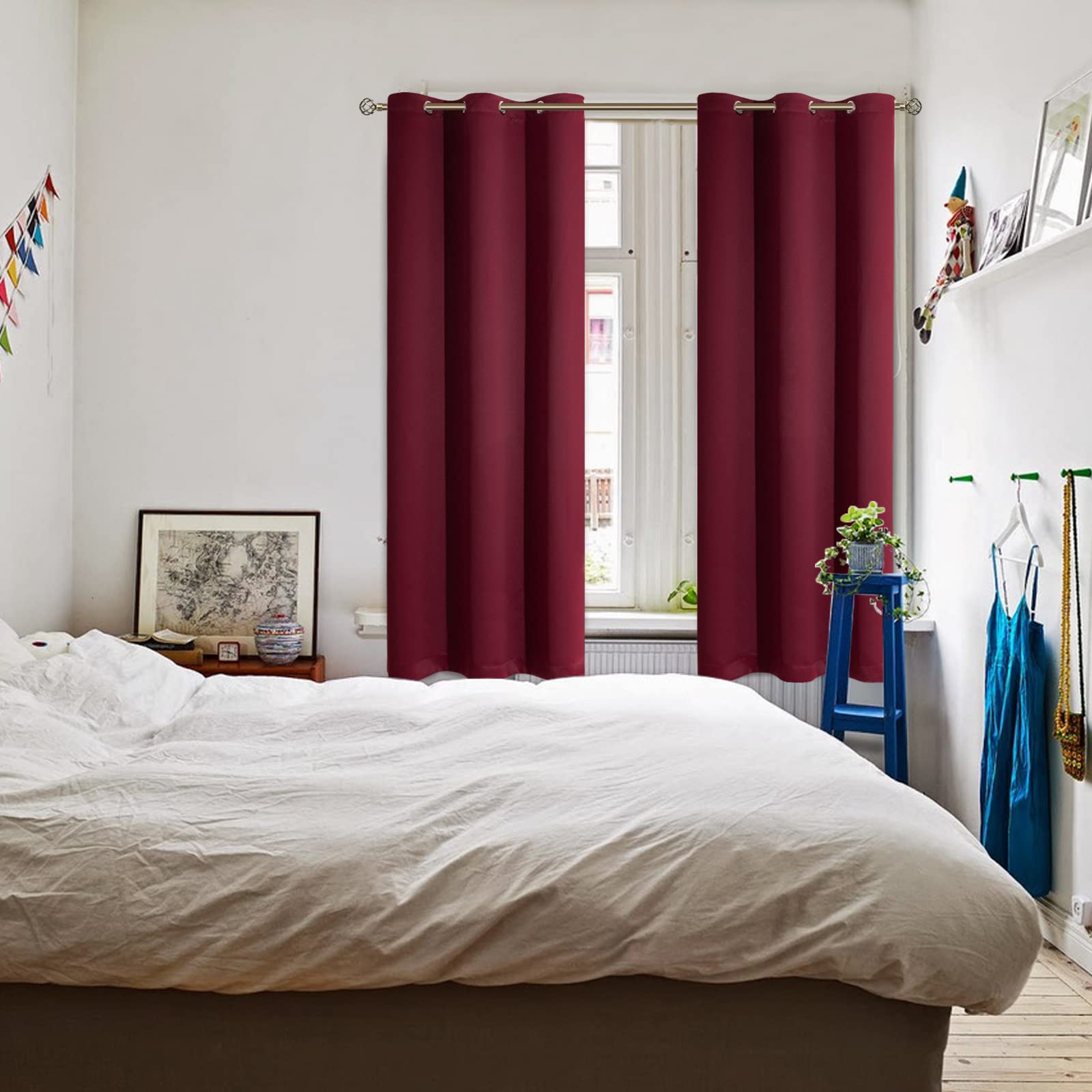 BGment Burgundy Blackout Curtains for Bedroom 72 Inch Long - 2 Panels