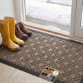 GORILLA GRIP 100% Waterproof All-Season WeatherMAX Doormat, 47x35, US Designed Natural Rubber, Stain and Fade Resistant, Low Profile Indoor Outdoor Door Mats, Easy Clean Patio Mat, Taupe Basket Weave