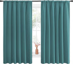 NICETOWN Blackout Curtains for Bedroom, Window Curtain Panels, Thermal Insulated Solid Rod Pocket Blackout Draperies/Drapes (Sea Teal, One Pair, 70 by 63-inch)
