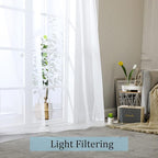 OWENIE White Sheer Curtains 96 Inches Long, Elegant Sheer Curtains for Bedroom, Window Voile Sheer Curtain Panels/Drapes/Treatment for Living Room, 2Pcs, Each 42" W x 96" L